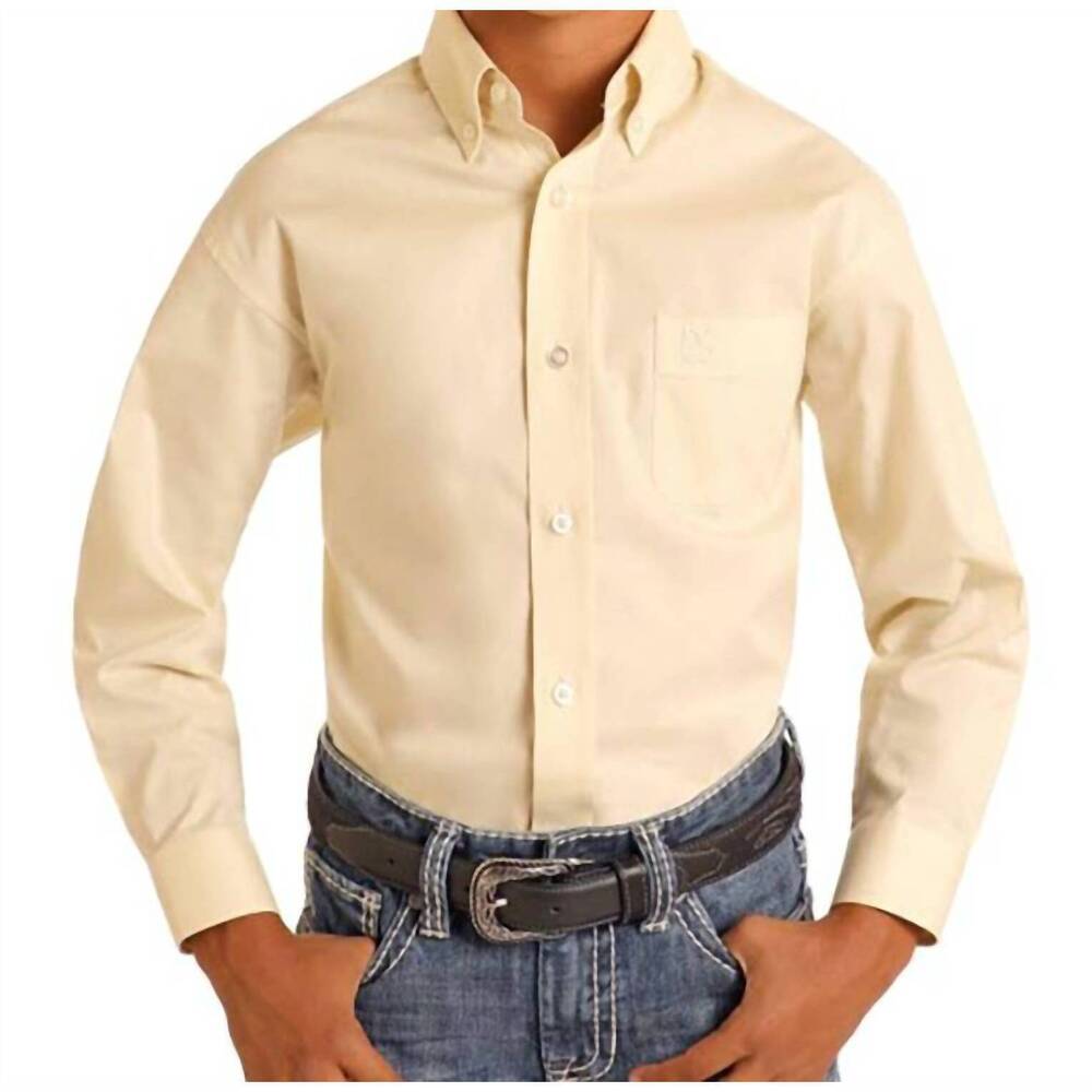 NEW PANHANDLE boys solid button shirt in eggshell